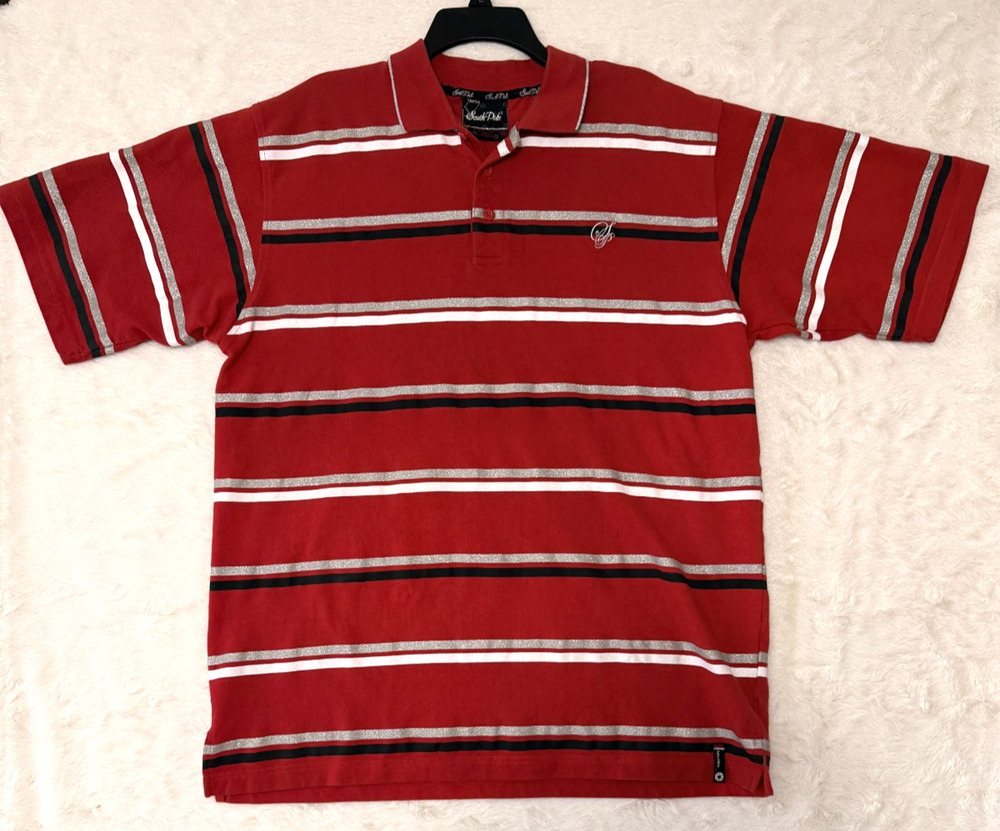 Southpole Polo Shirt Mens XXL Red Stripe Short Sleeve VTG Y2K Streetwear Cotton